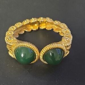 KJL KENNETH JAY LANE Gold-Tone Bracelet with Green Cabochon Accents